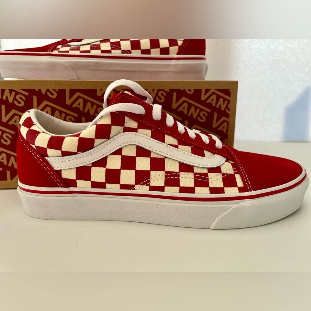 Vans Women's Red Checkered Sneakers